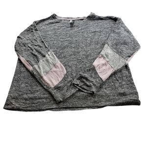 Jaclyn Intimates Sweatshirt Pajama Top Womens Large Thin Gray Pink Soft Sleep